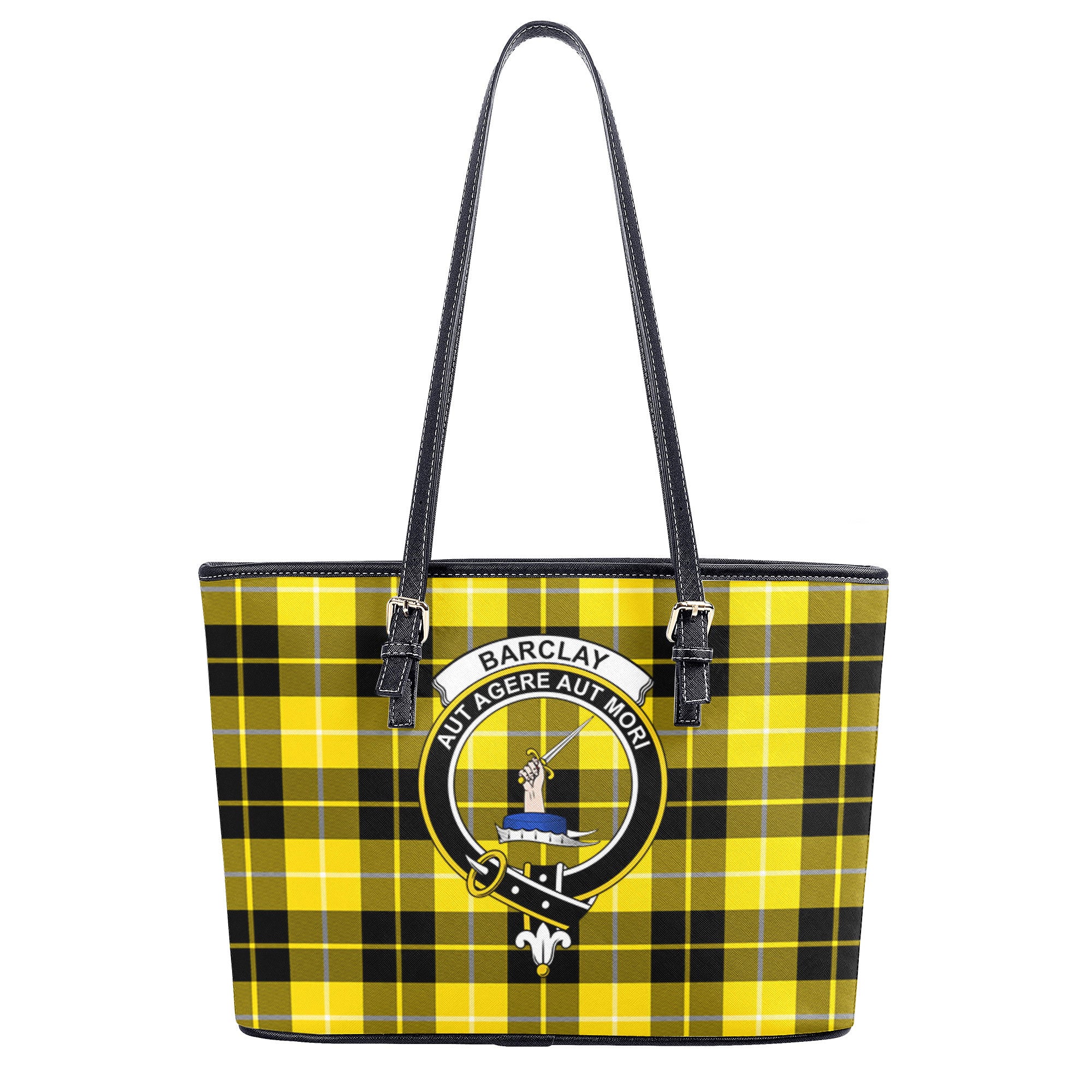 Barclay Dress Modern Tartan Crest Leather Tote Bag