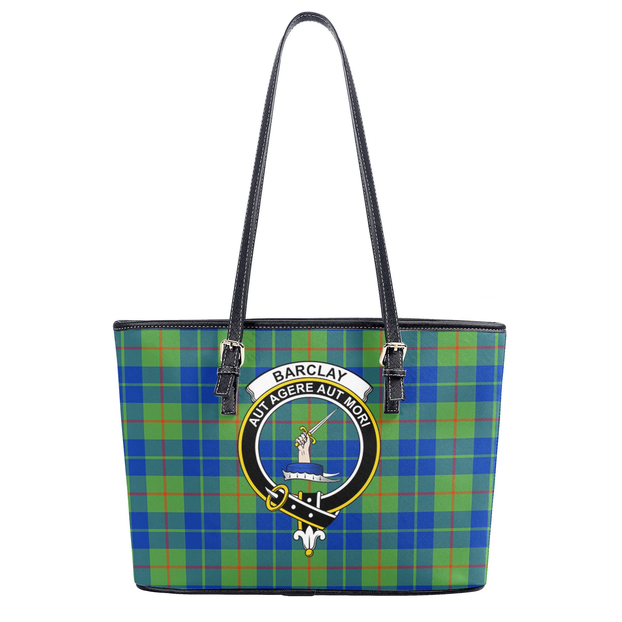 Barclay Hunting Ancient Tartan Crest Leather Tote Bag