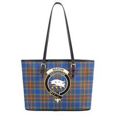 Beaton Ancient Tartan Crest Leather Tote Bag