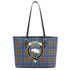 Bethune Ancient Tartan Crest Leather Tote Bag