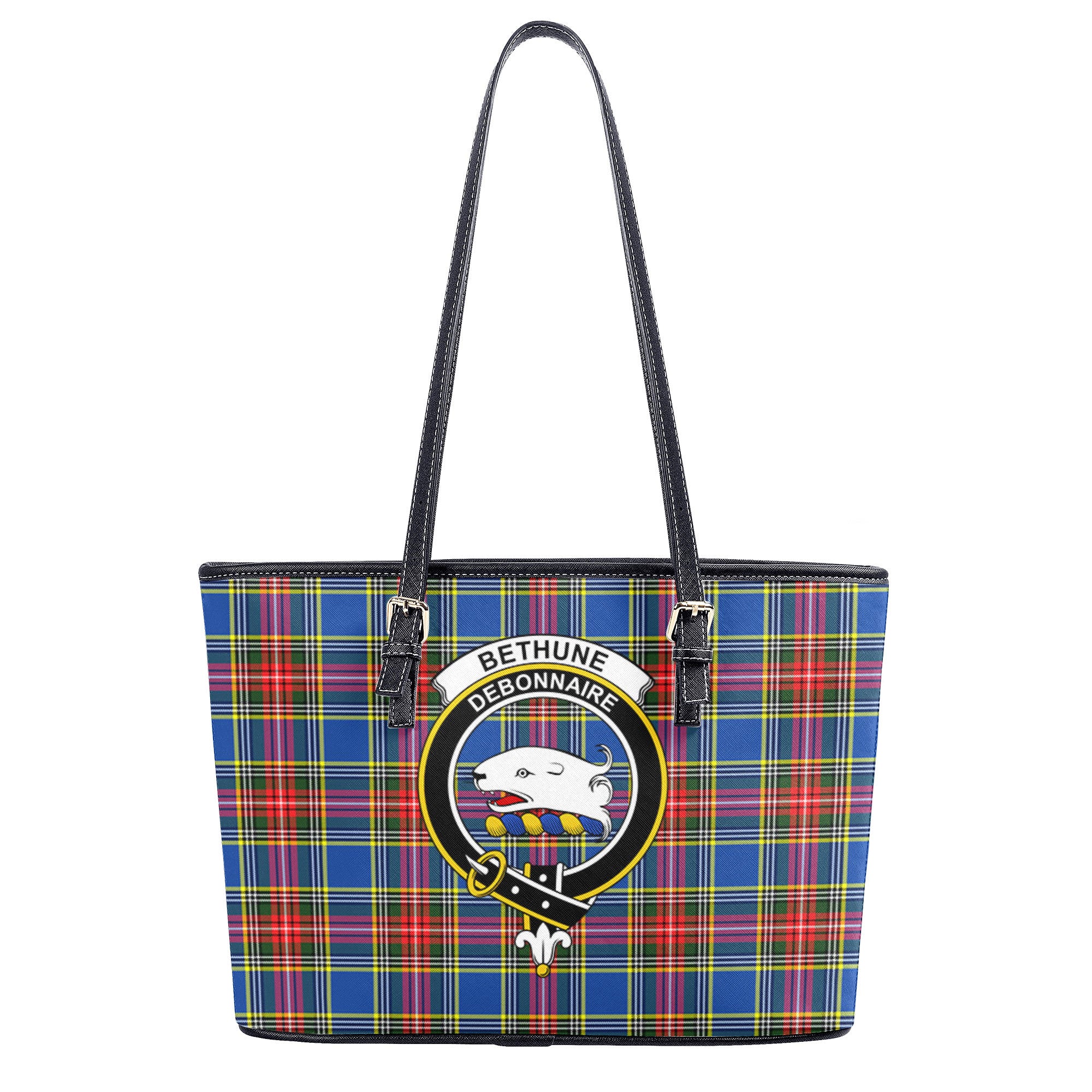 Bethune Modern Tartan Crest Leather Tote Bag