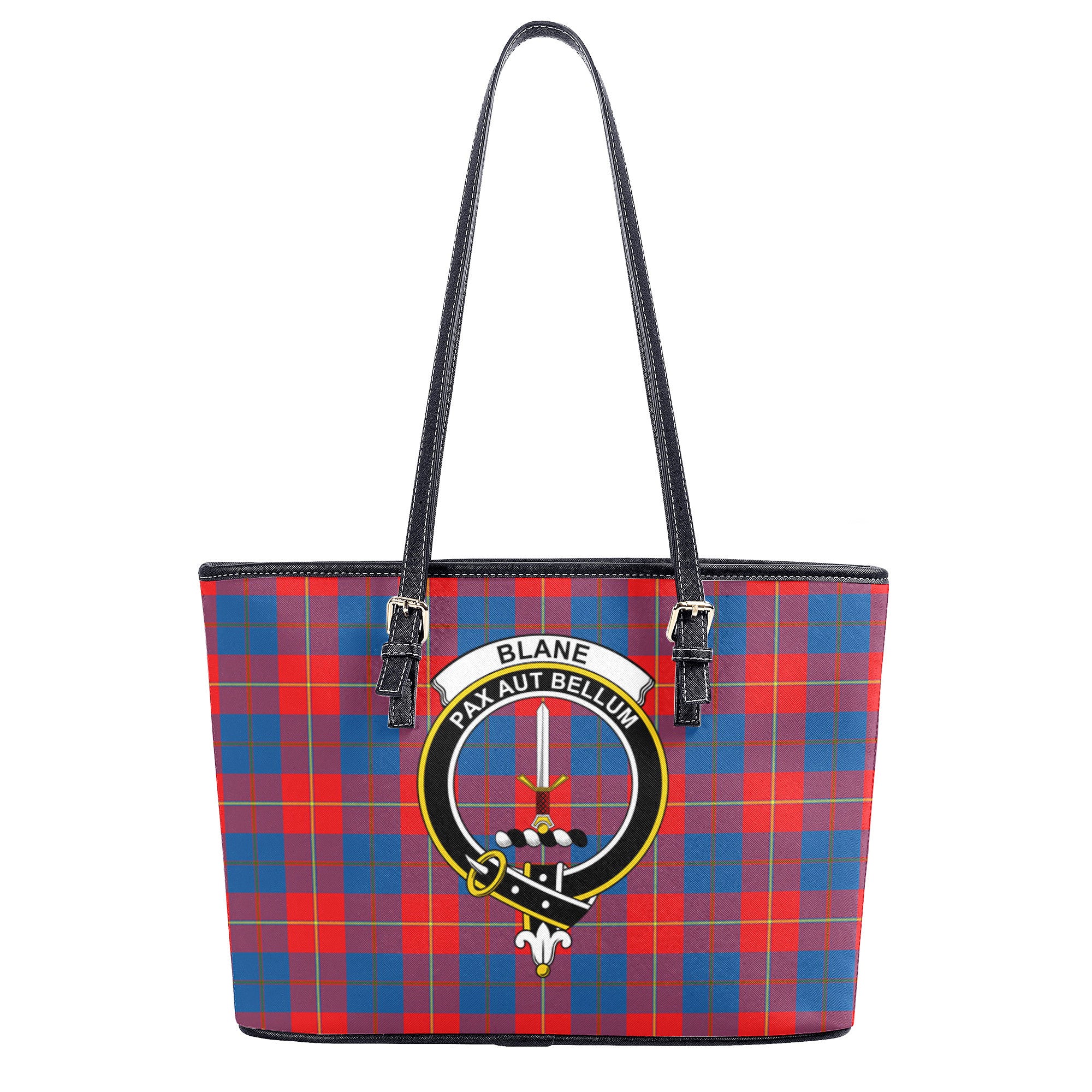 Blane Tartan Crest Leather Tote Bag