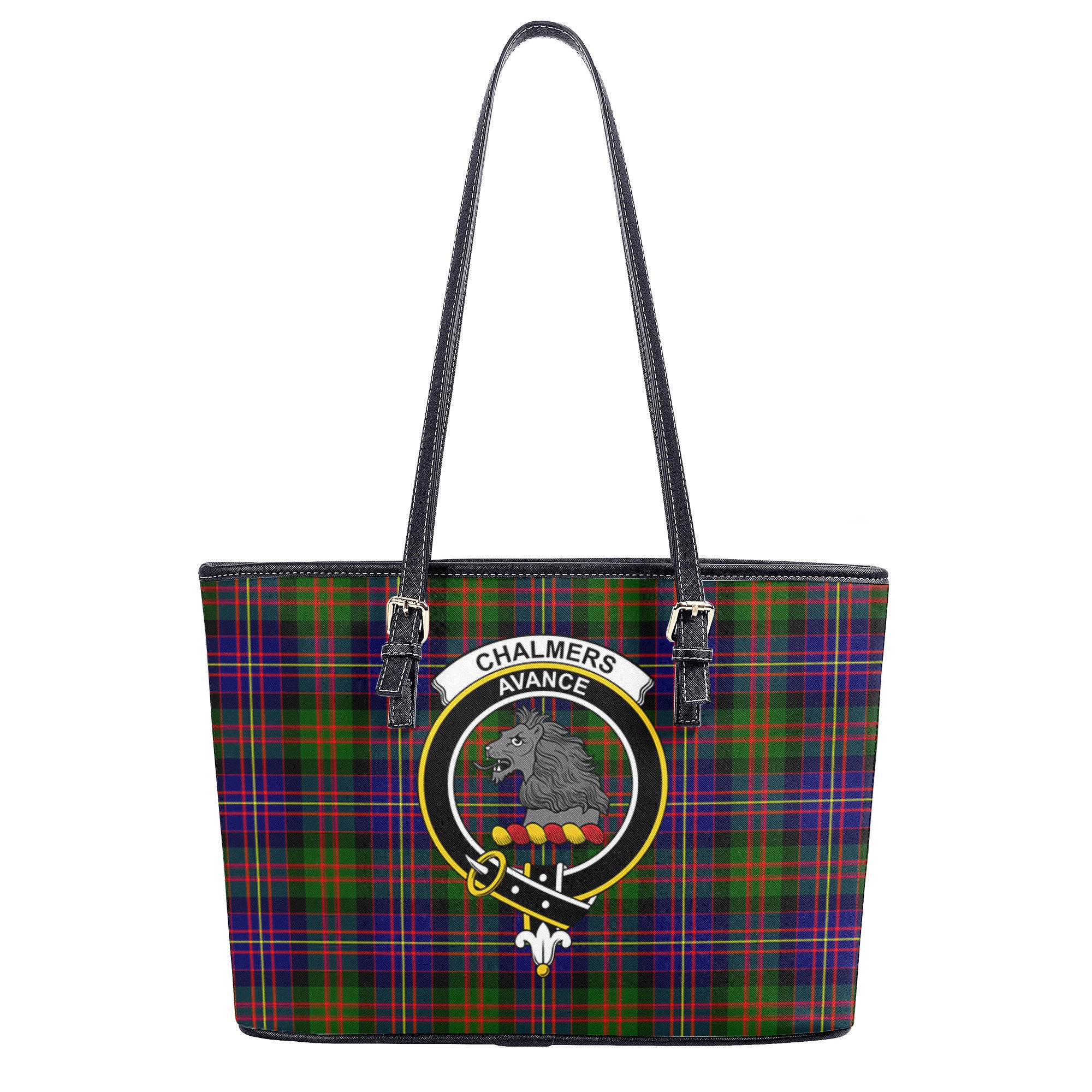 Chalmers Tartan Crest Leather Tote Bag