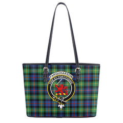 Farquharson Ancient Tartan Crest Leather Tote Bag