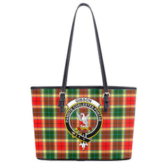 Gibson Tartan Crest Leather Tote Bag