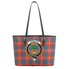 Hamilton Ancient Tartan Crest Leather Tote Bag