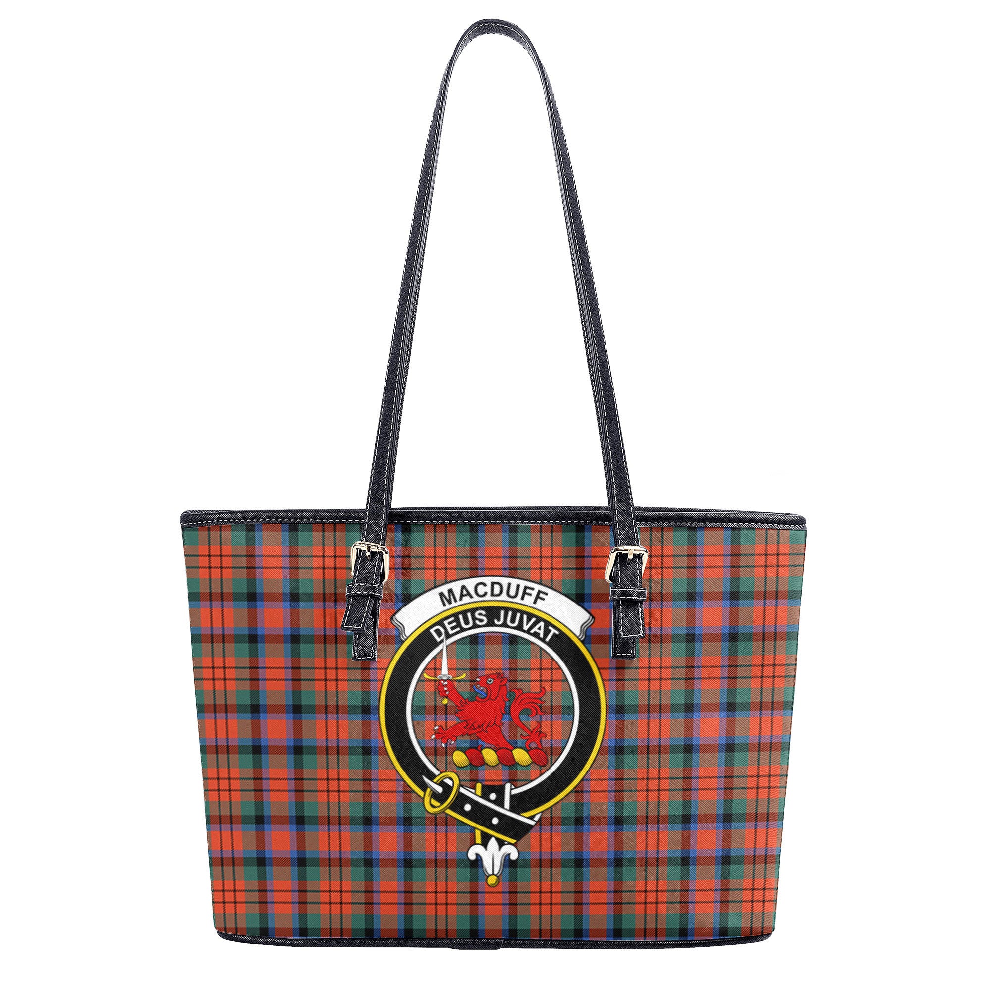 MacDuff Ancient Tartan Crest Leather Tote Bag