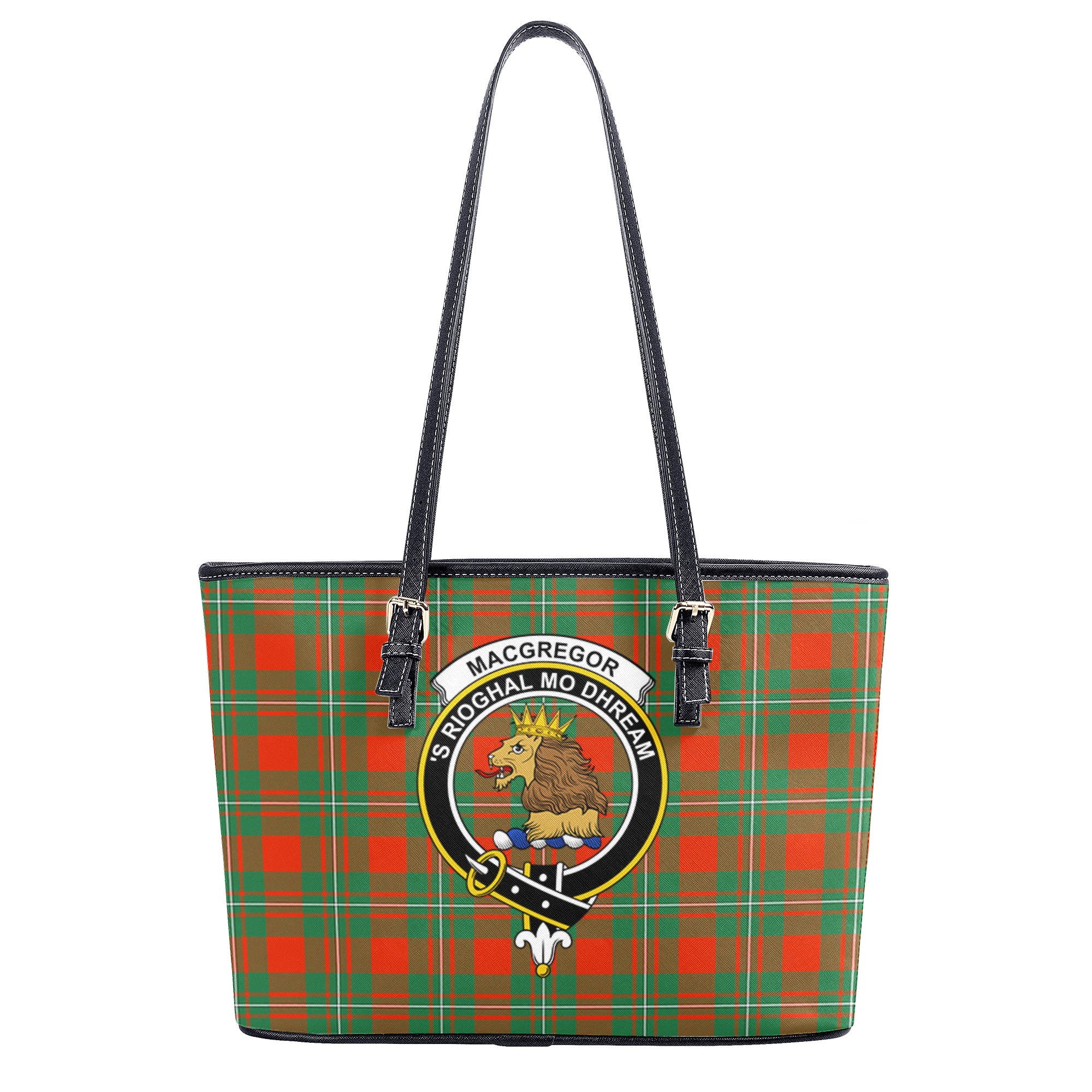 MacGregor Ancient Tartan Crest Leather Tote Bag