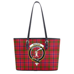 MacRae Modern Tartan Crest Leather Tote Bag