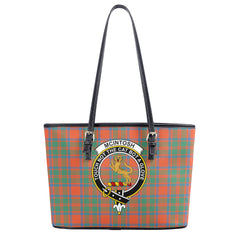 McIntosh Ancient Tartan Crest Leather Tote Bag