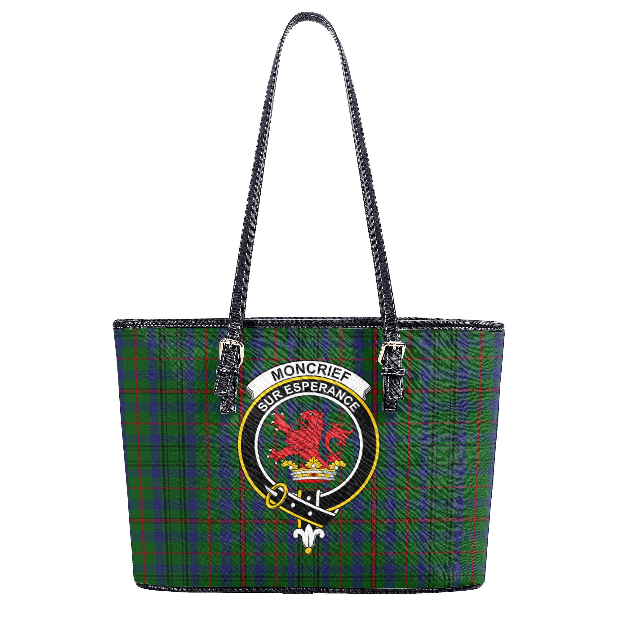 Moncrief Of Atholl Tartan Crest Leather Tote Bag