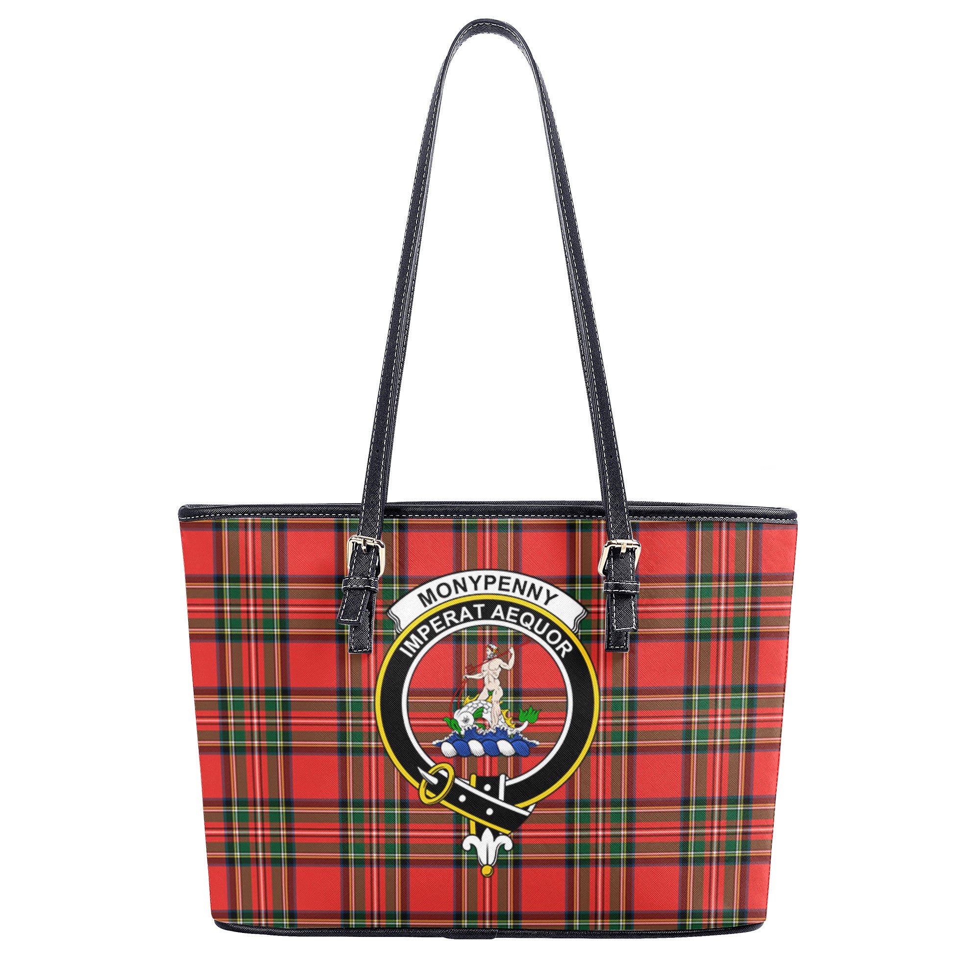 Monypenny Tartan Crest Leather Tote Bag