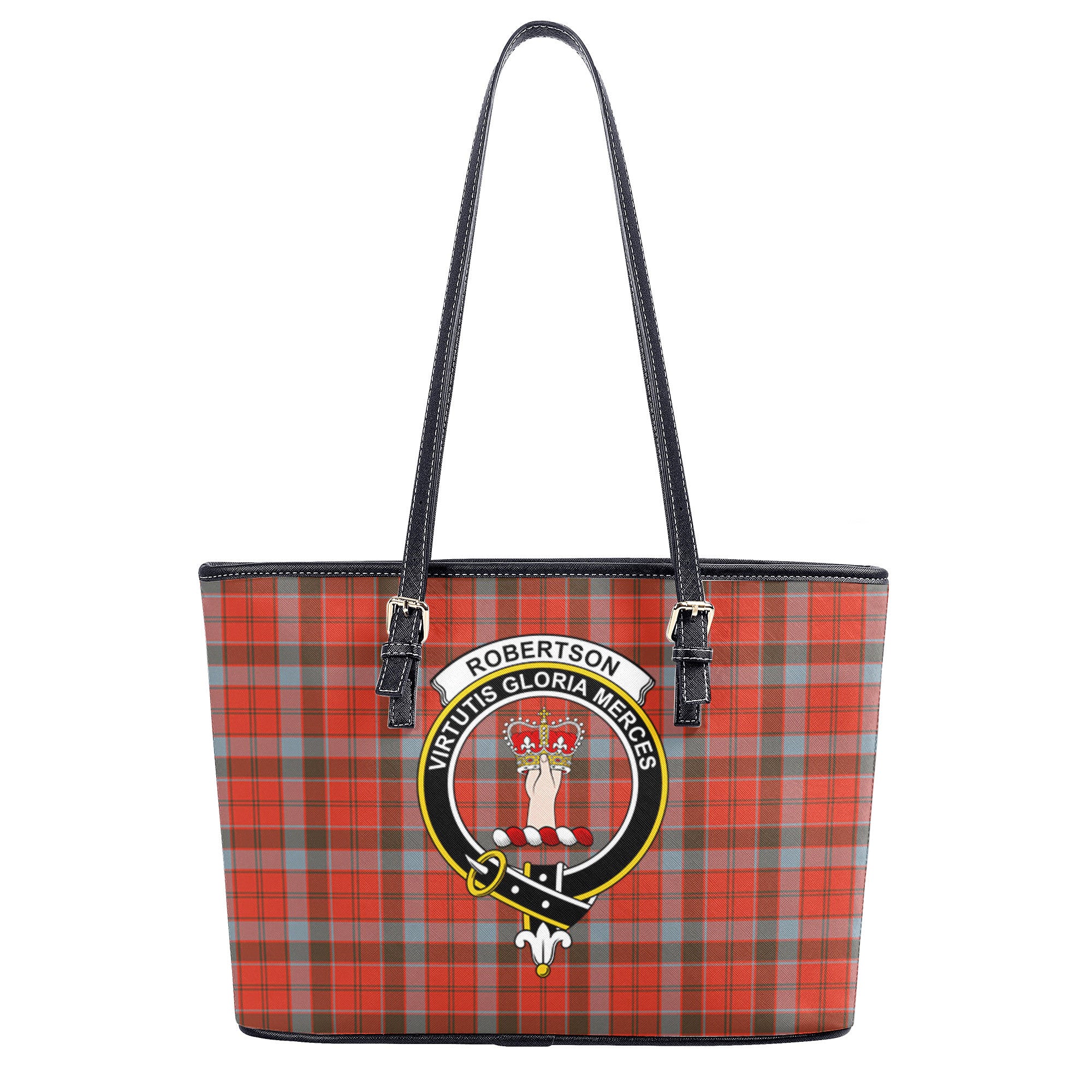 Robertson Weathered Tartan Crest Leather Tote Bag