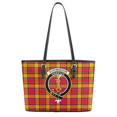 Scrymgeour Tartan Crest Leather Tote Bag