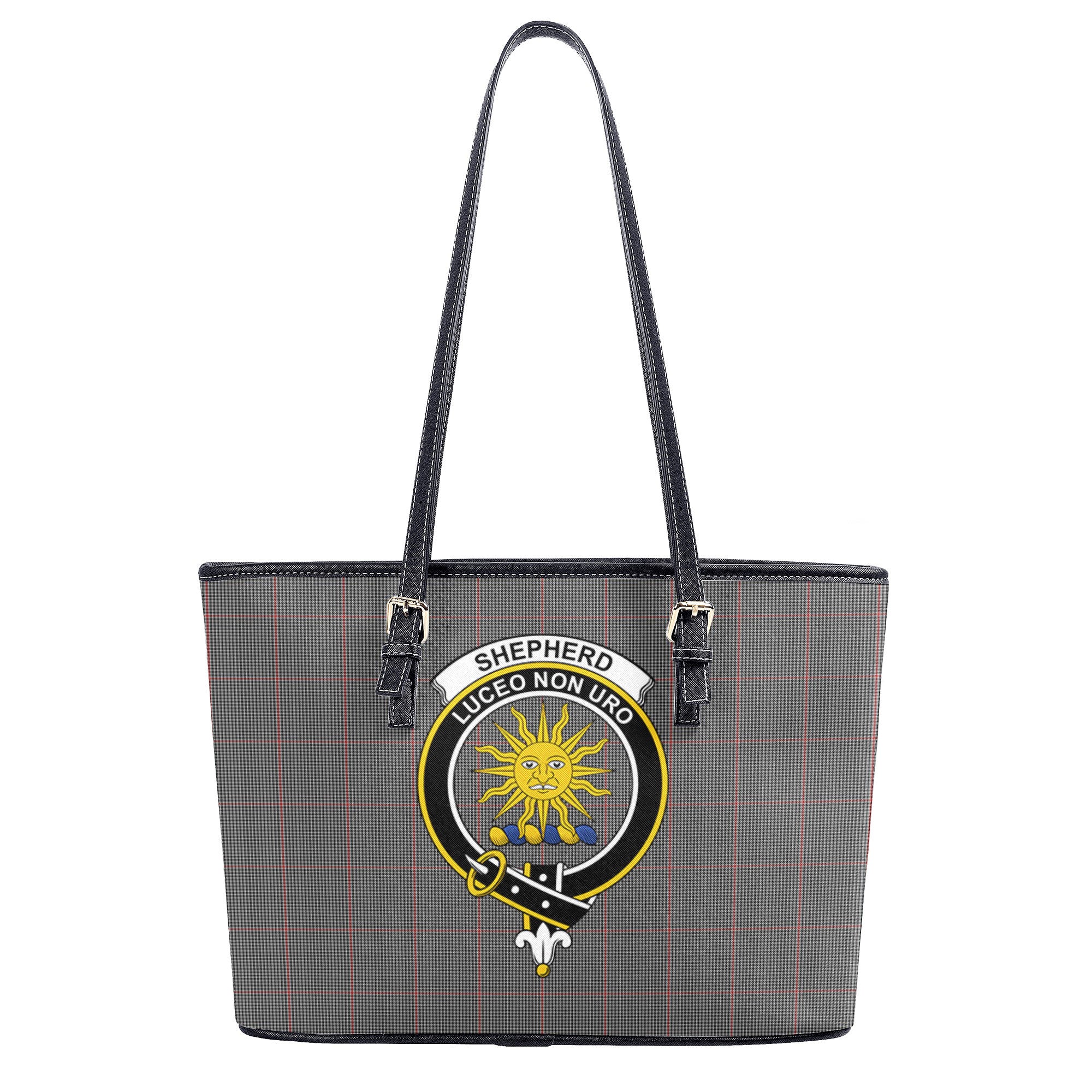 Shepherd Tartan Crest Leather Tote Bag