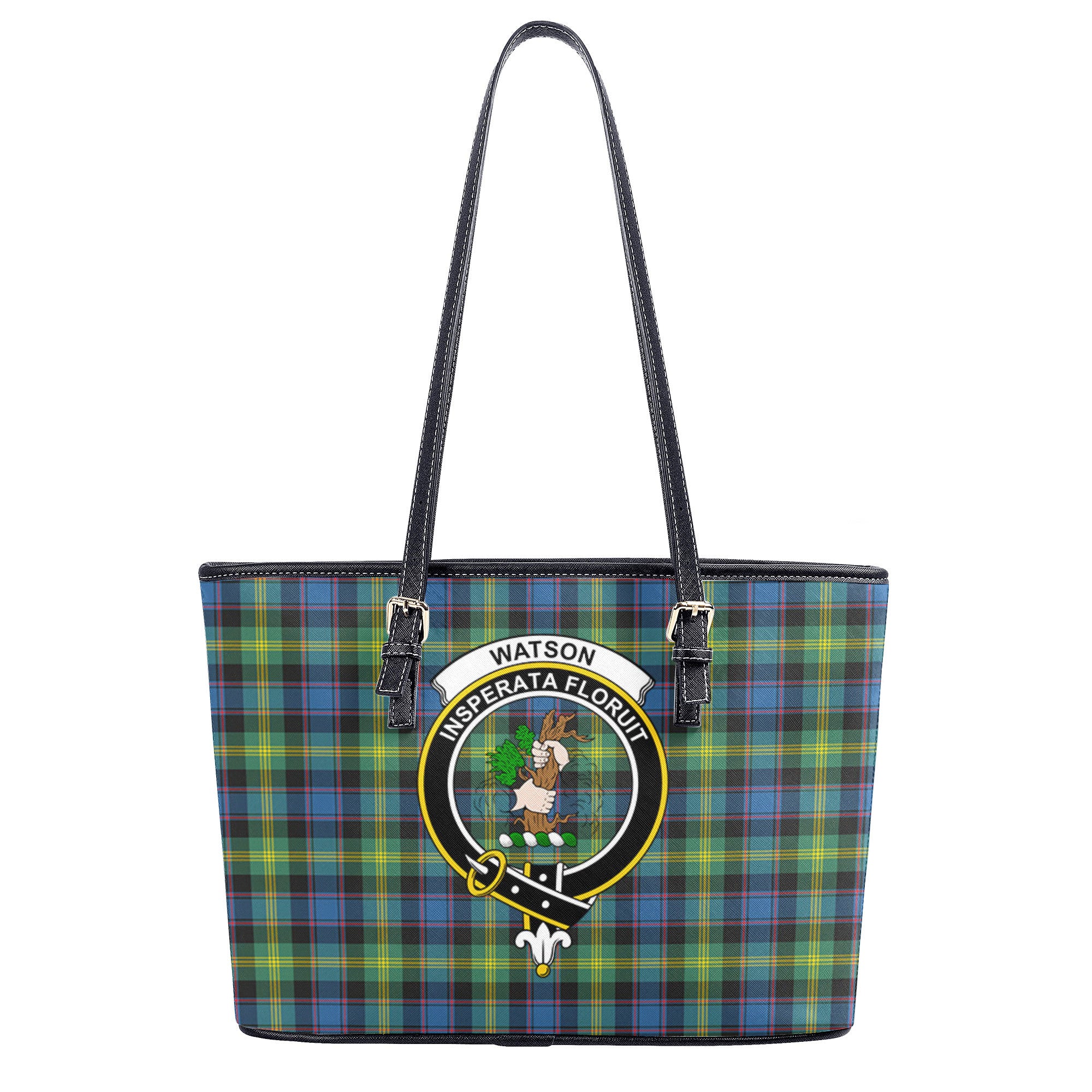 Watson Ancient Tartan Crest Leather Tote Bag
