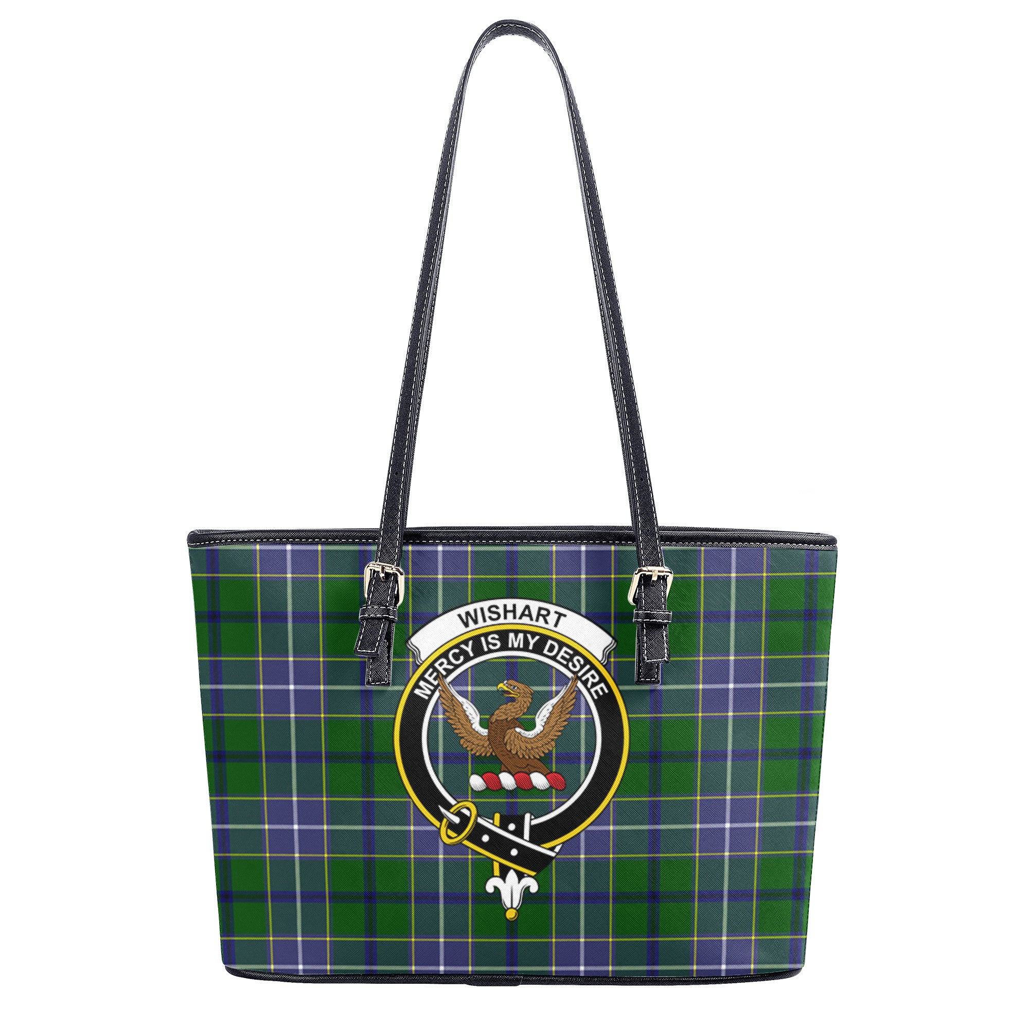 Wishart Hunting Tartan Crest Leather Tote Bag