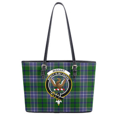 Wishart Hunting Tartan Crest Leather Tote Bag