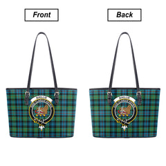 Baillie Ancient Tartan Crest Leather Tote Bag