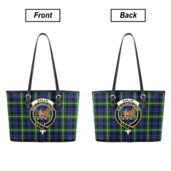 Baillie Modern Tartan Crest Leather Tote Bag