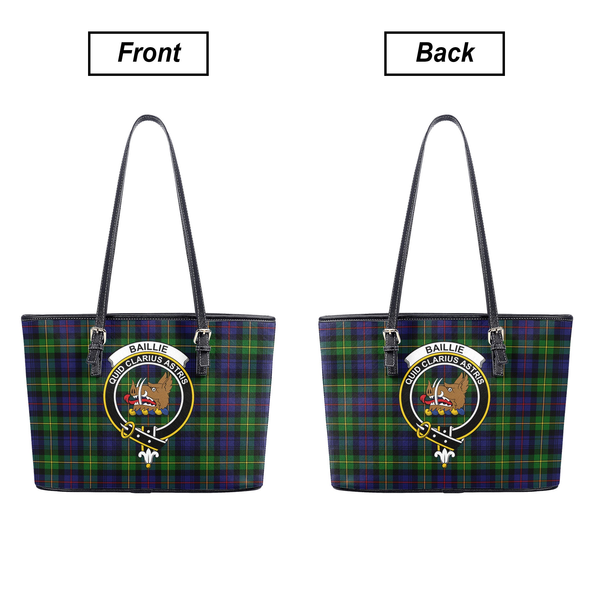 Baillie Tartan Crest Leather Tote Bag