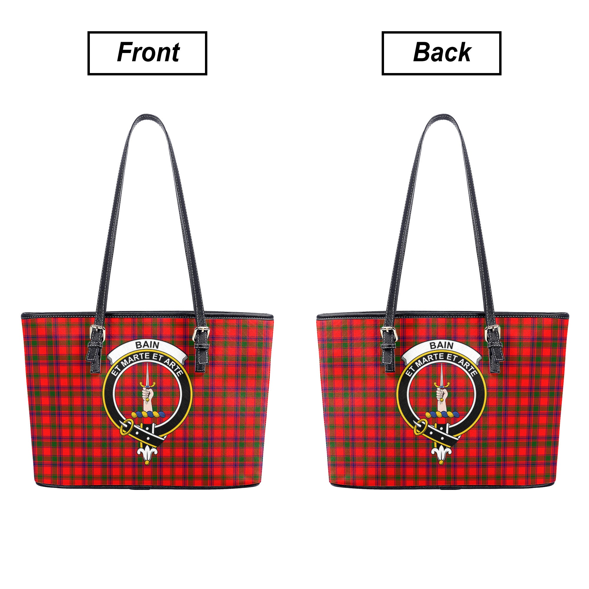 Bain Tartan Crest Leather Tote Bag