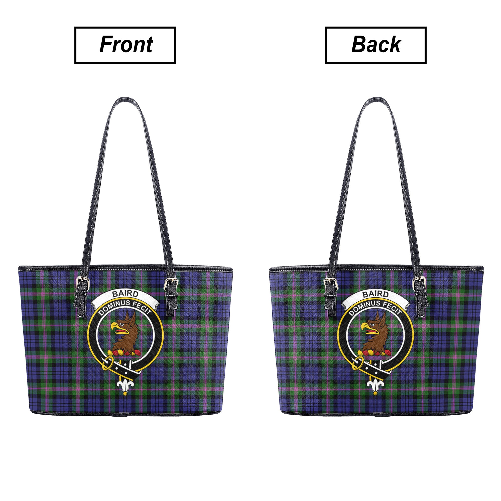 Baird Modern Tartan Crest Leather Tote Bag