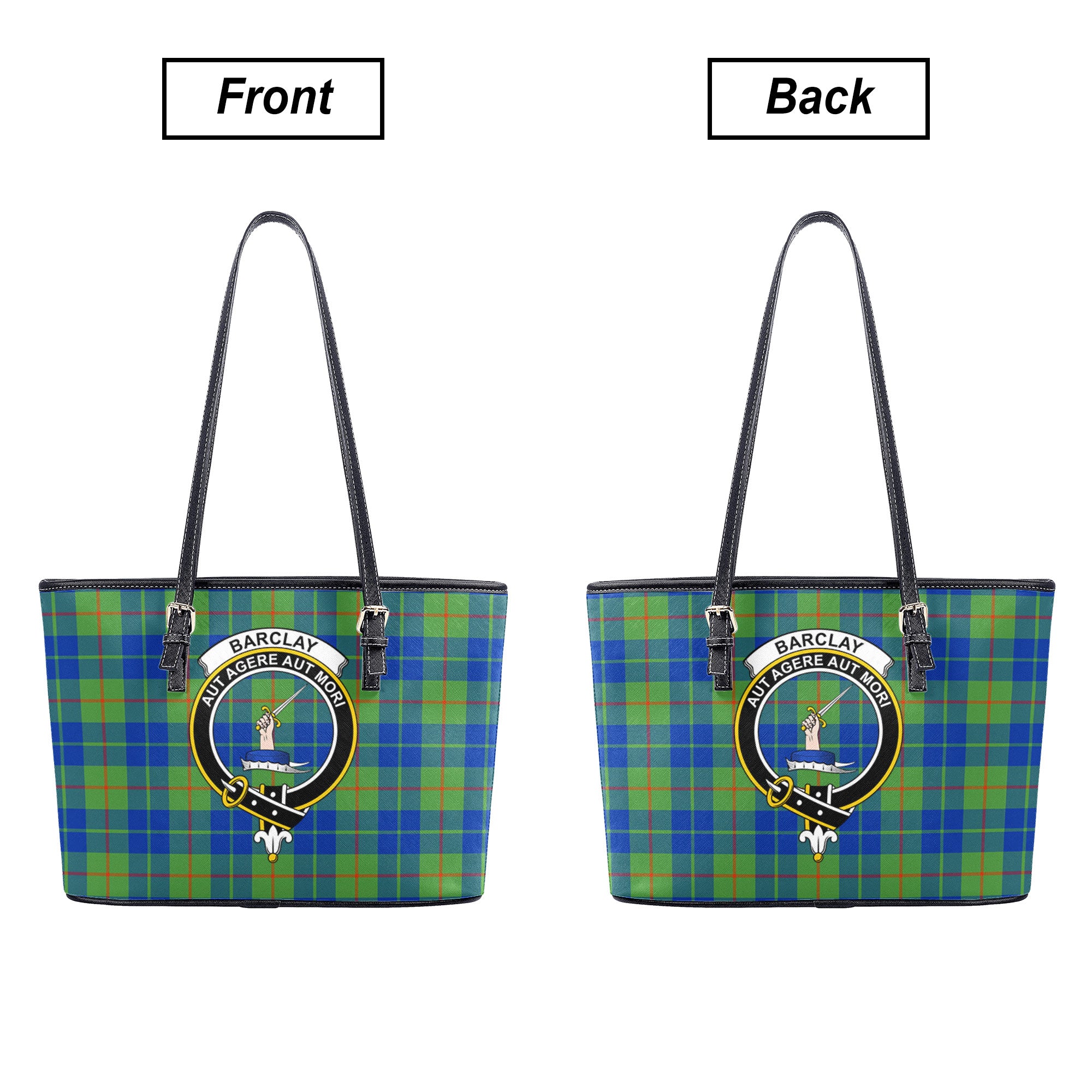 Barclay Hunting Ancient Tartan Crest Leather Tote Bag