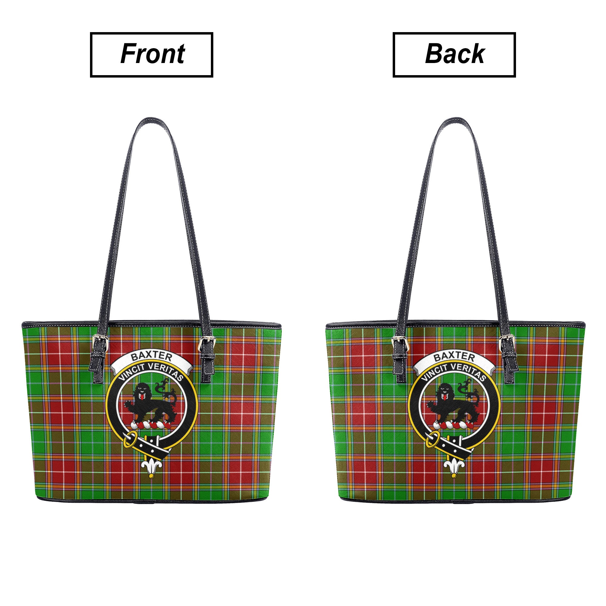 Baxter Modern Tartan Crest Leather Tote Bag