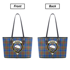 Bethune Ancient Tartan Crest Leather Tote Bag