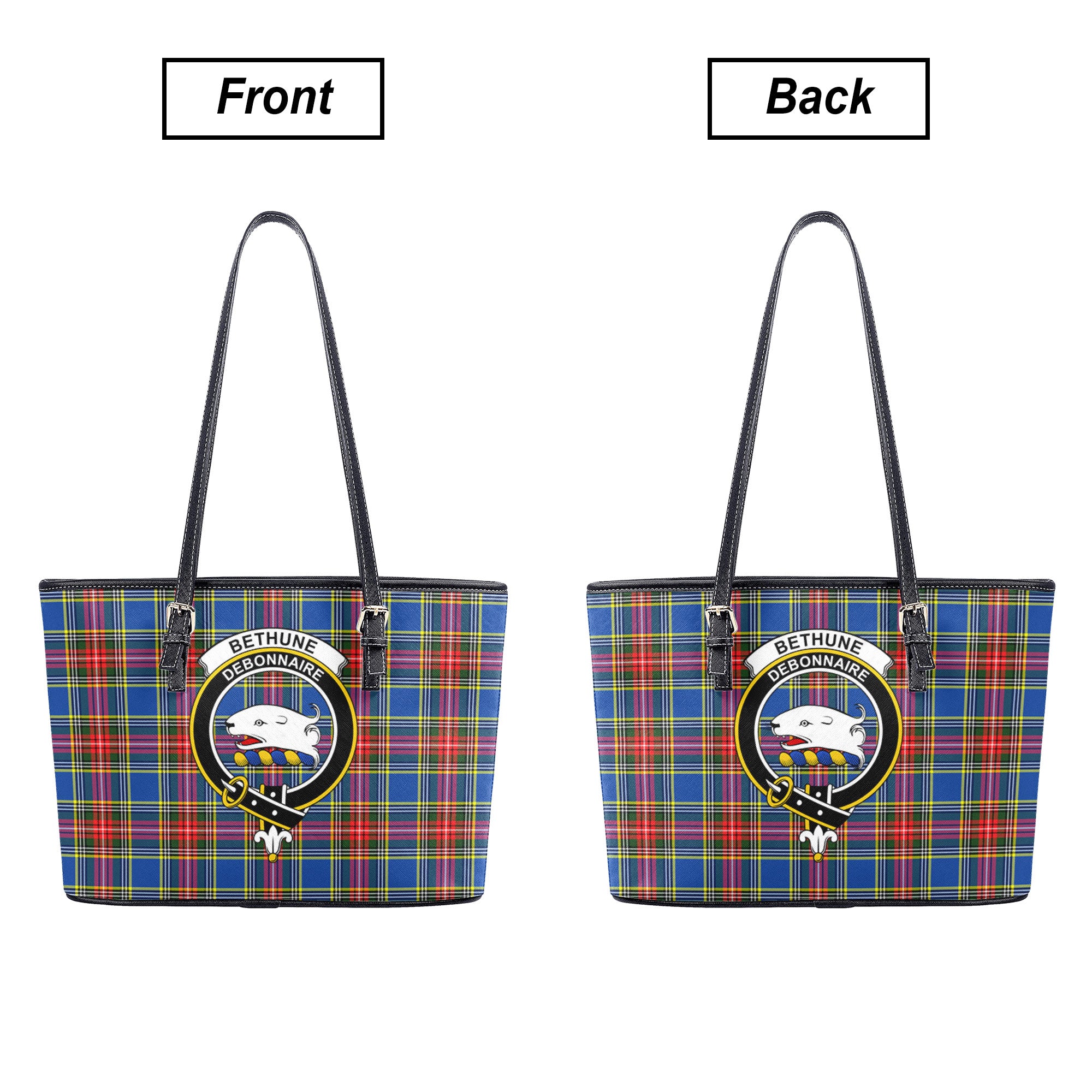 Bethune Modern Tartan Crest Leather Tote Bag