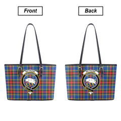 Bethune Modern Tartan Crest Leather Tote Bag