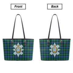 Black Watch Ancient Tartan Crest Leather Tote Bag