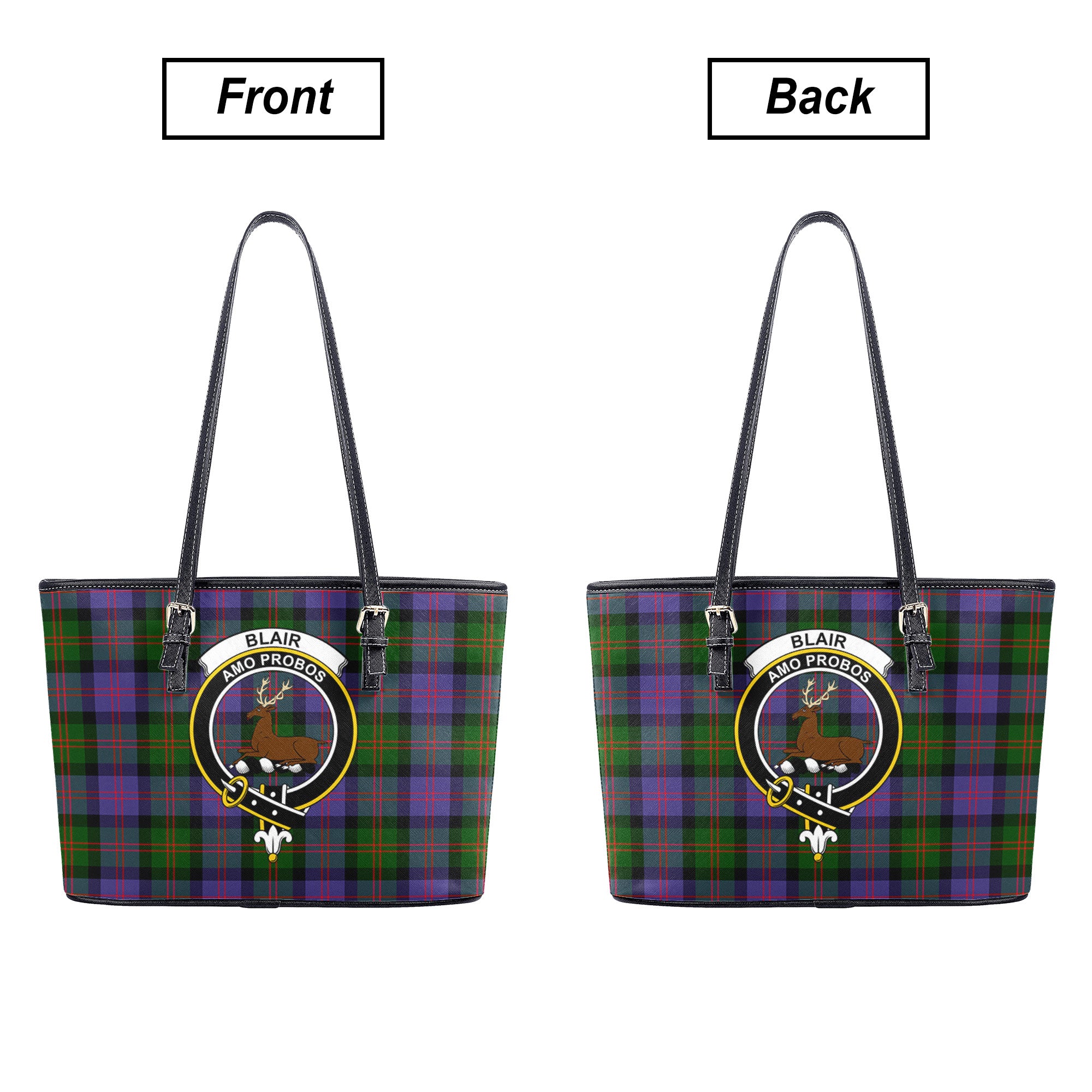 Blair Modern Tartan Crest Leather Tote Bag