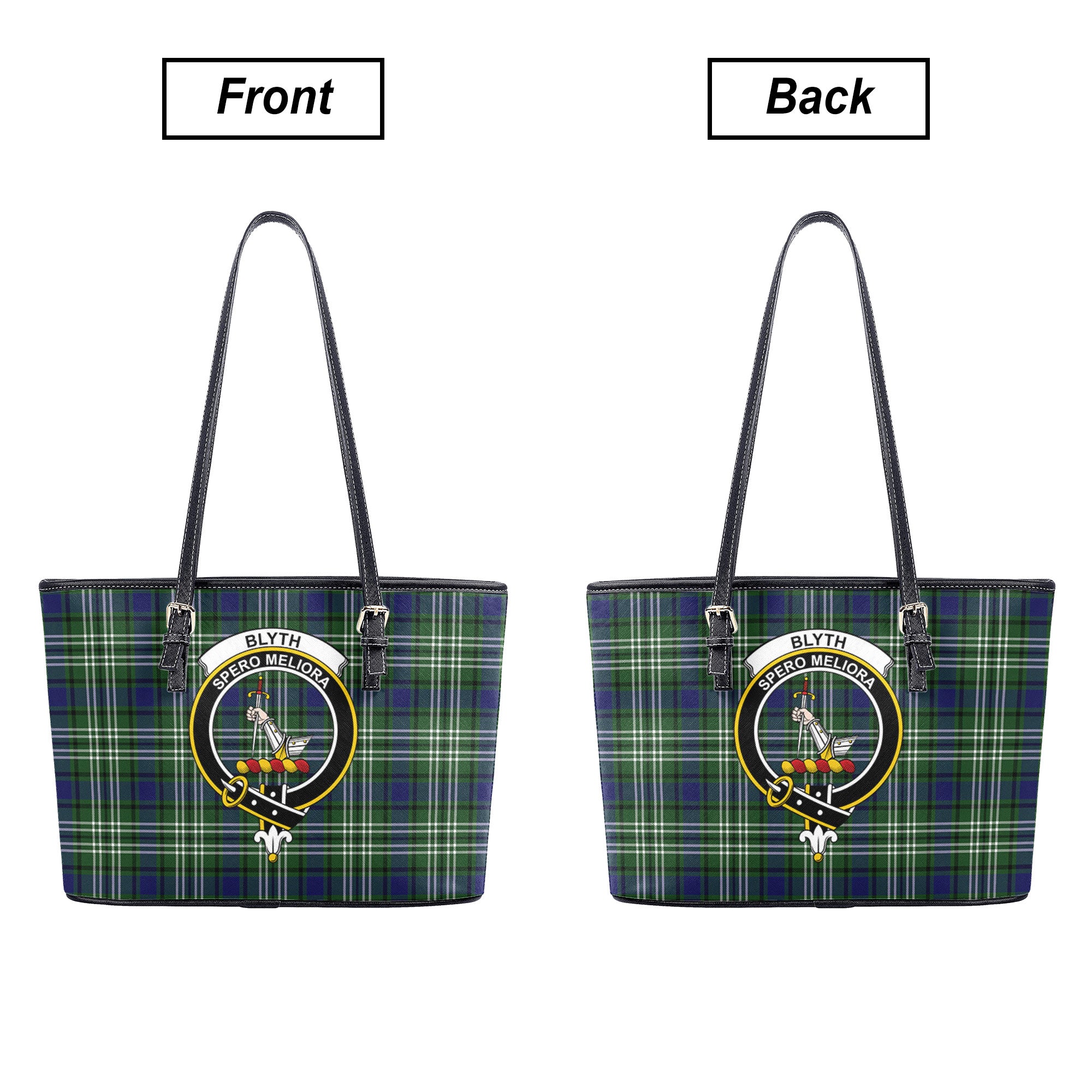 Blyth Tartan Crest Leather Tote Bag