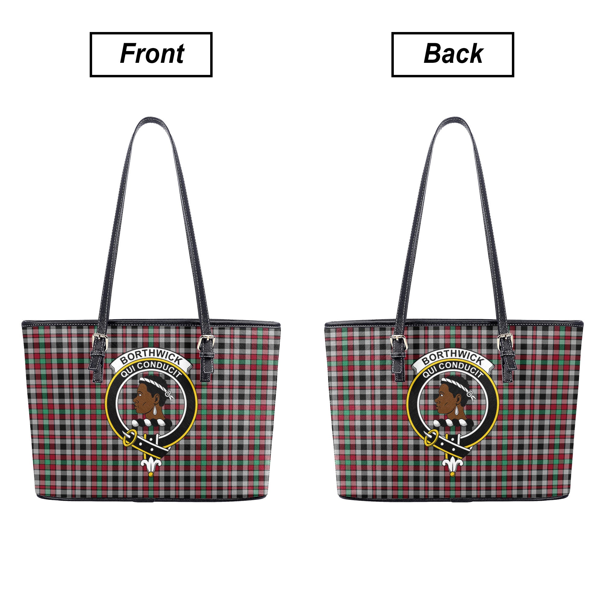 Borthwick Ancient Tartan Crest Leather Tote Bag