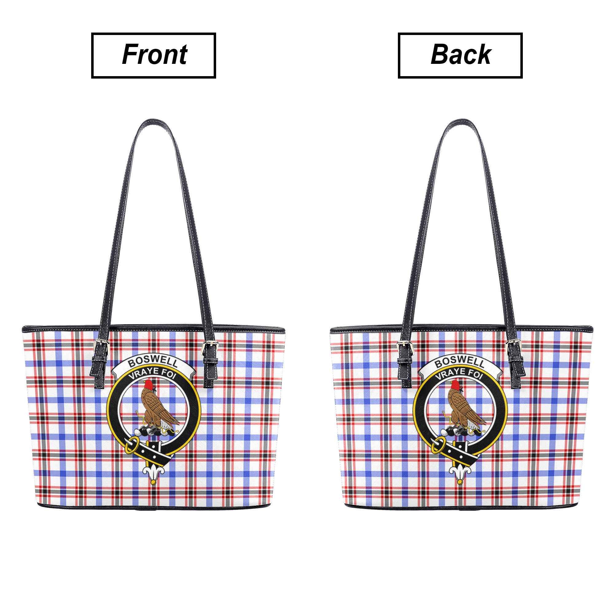 Boswell Modern Tartan Crest Leather Tote Bag