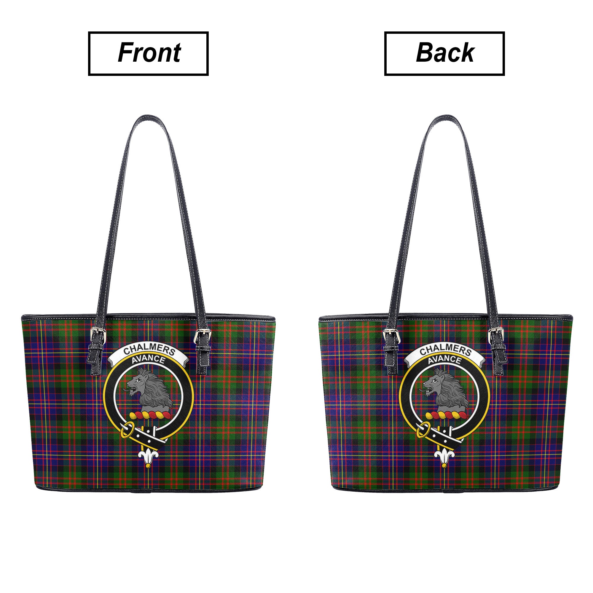 Chalmers Tartan Crest Leather Tote Bag