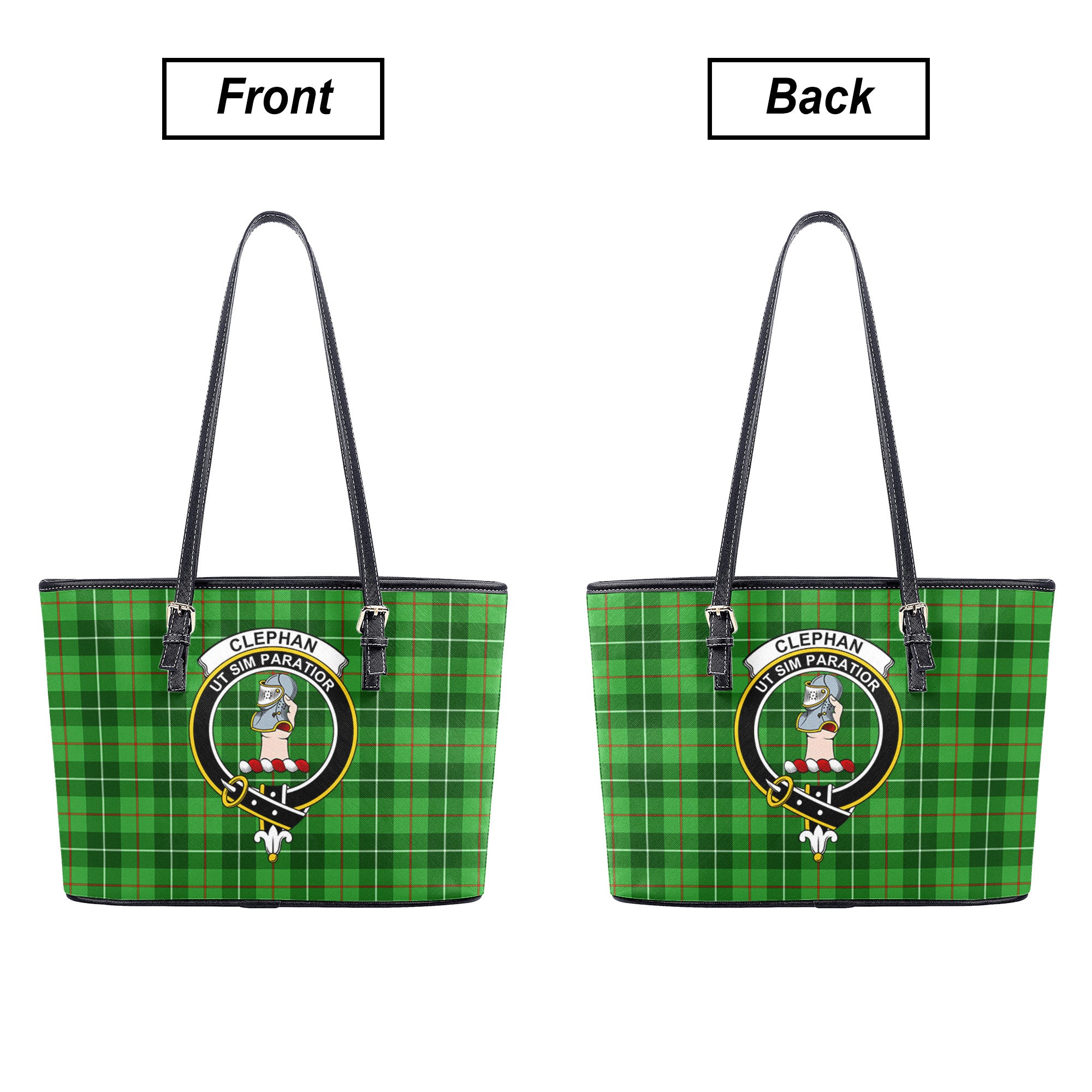 Clephan (or Clephane) Tartan Crest Leather Tote Bag
