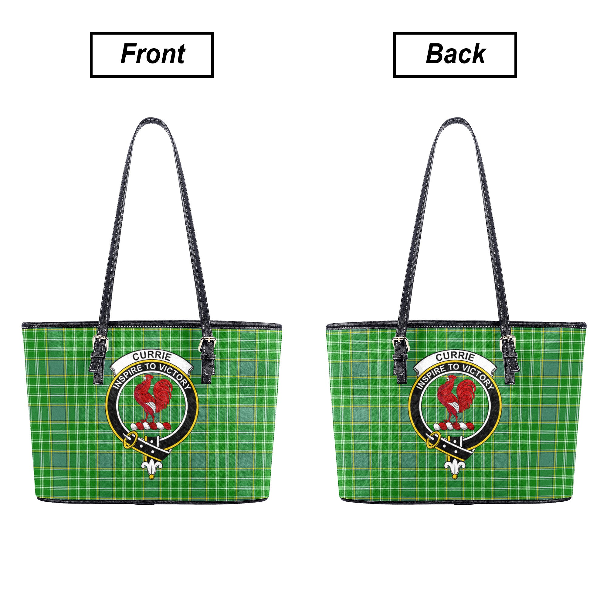 Currie Tartan Crest Leather Tote Bag