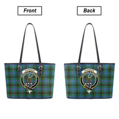 Davidson Ancient Tartan Crest Leather Tote Bag