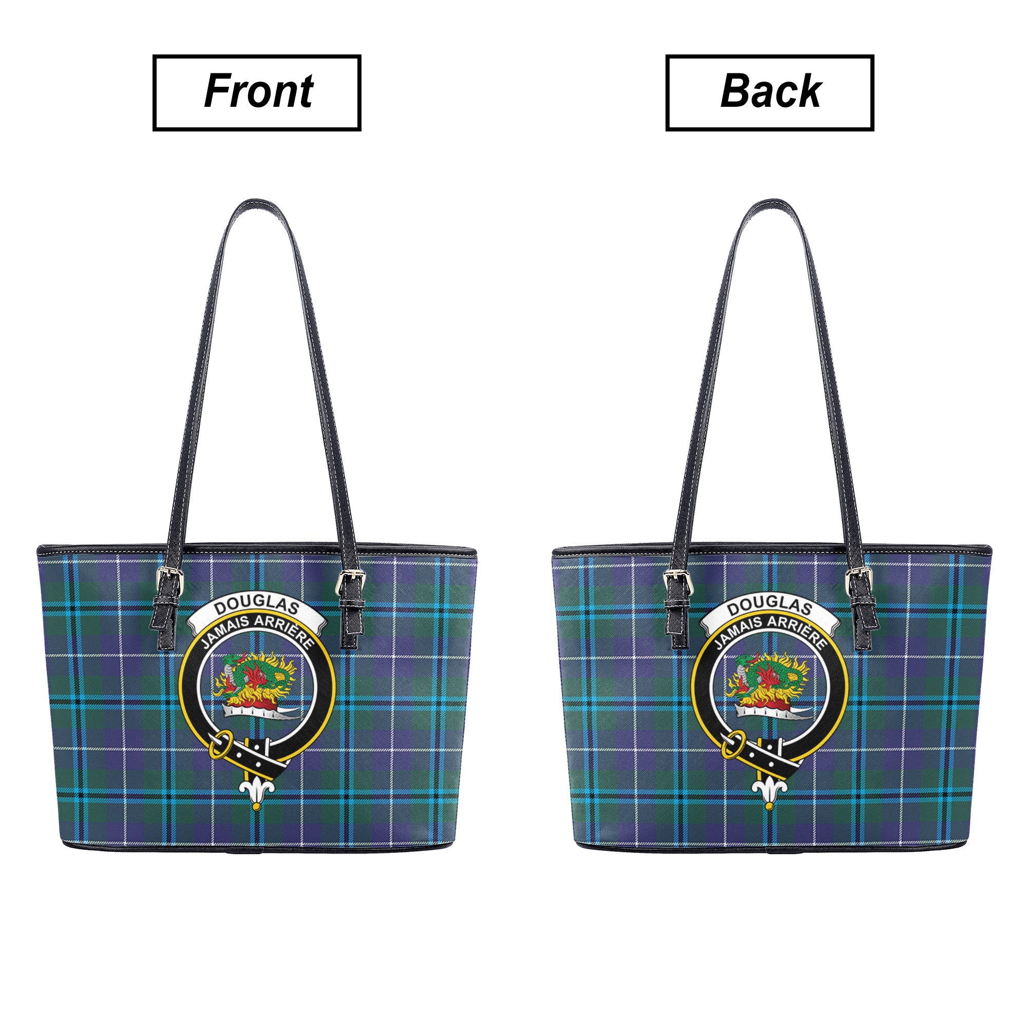 Douglas Modern Tartan Crest Leather Tote Bag