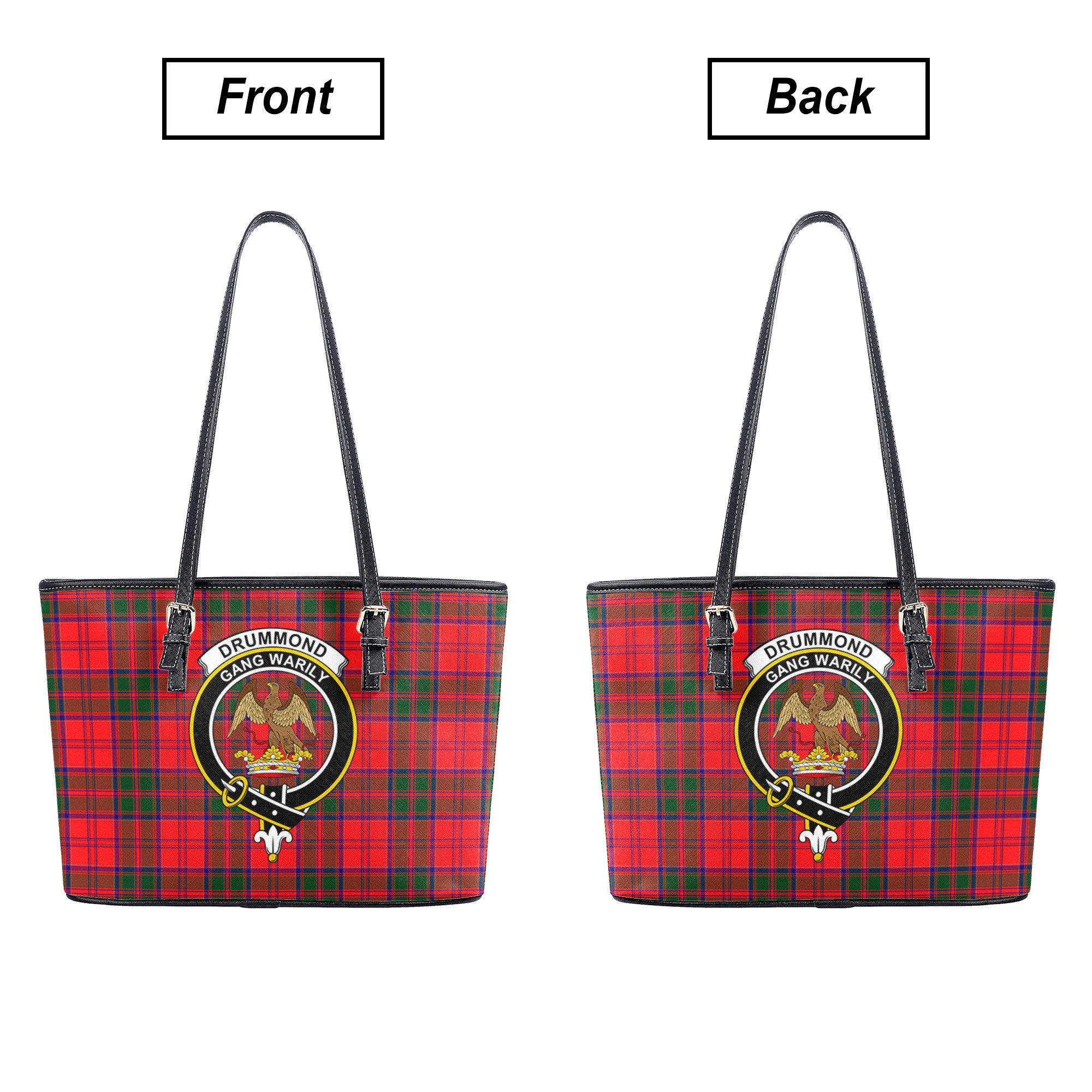 Drummond Modern Tartan Crest Leather Tote Bag