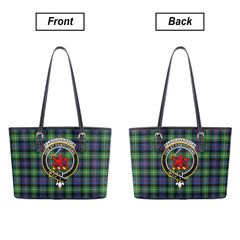 Farquharson Ancient Tartan Crest Leather Tote Bag