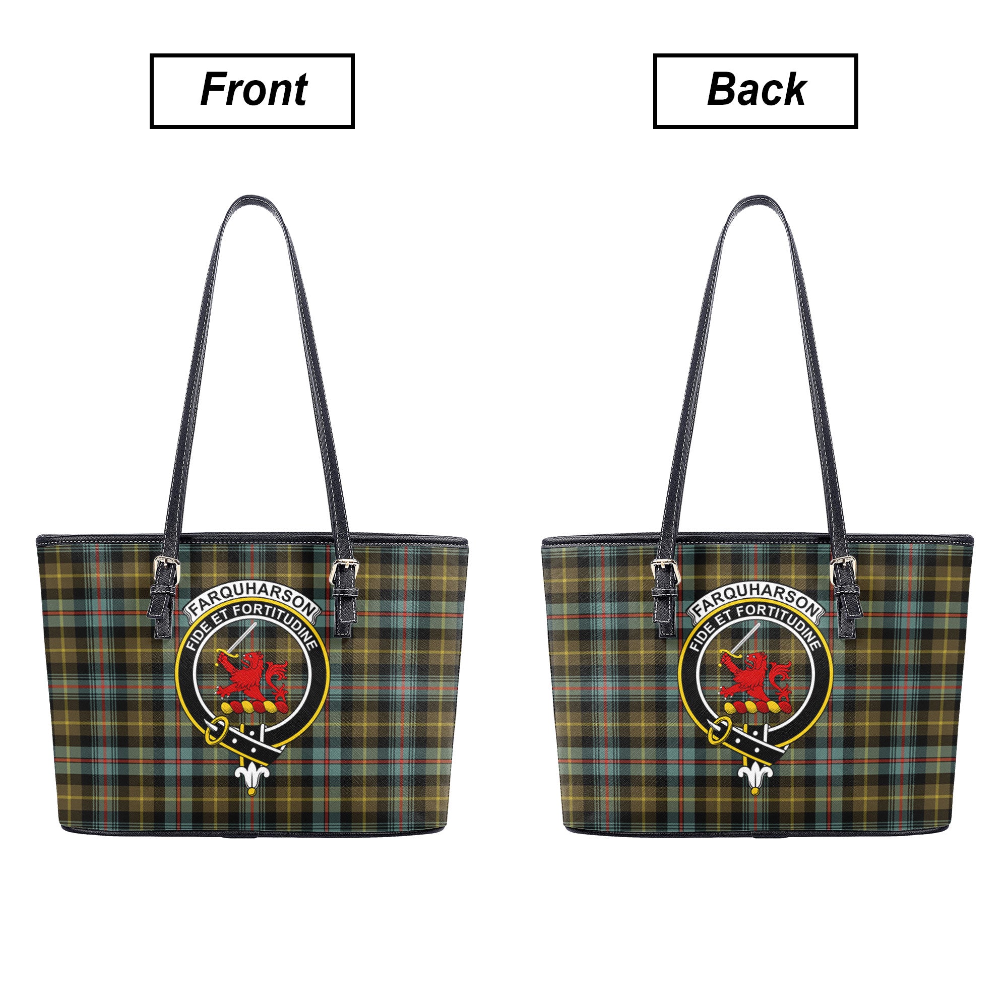 Farquharson Weathered Tartan Crest Leather Tote Bag