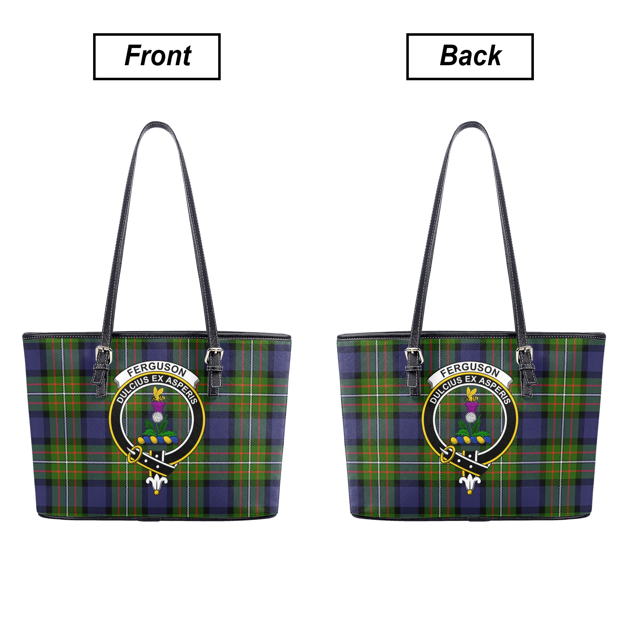 Ferguson Tartan Crest Leather Tote Bag