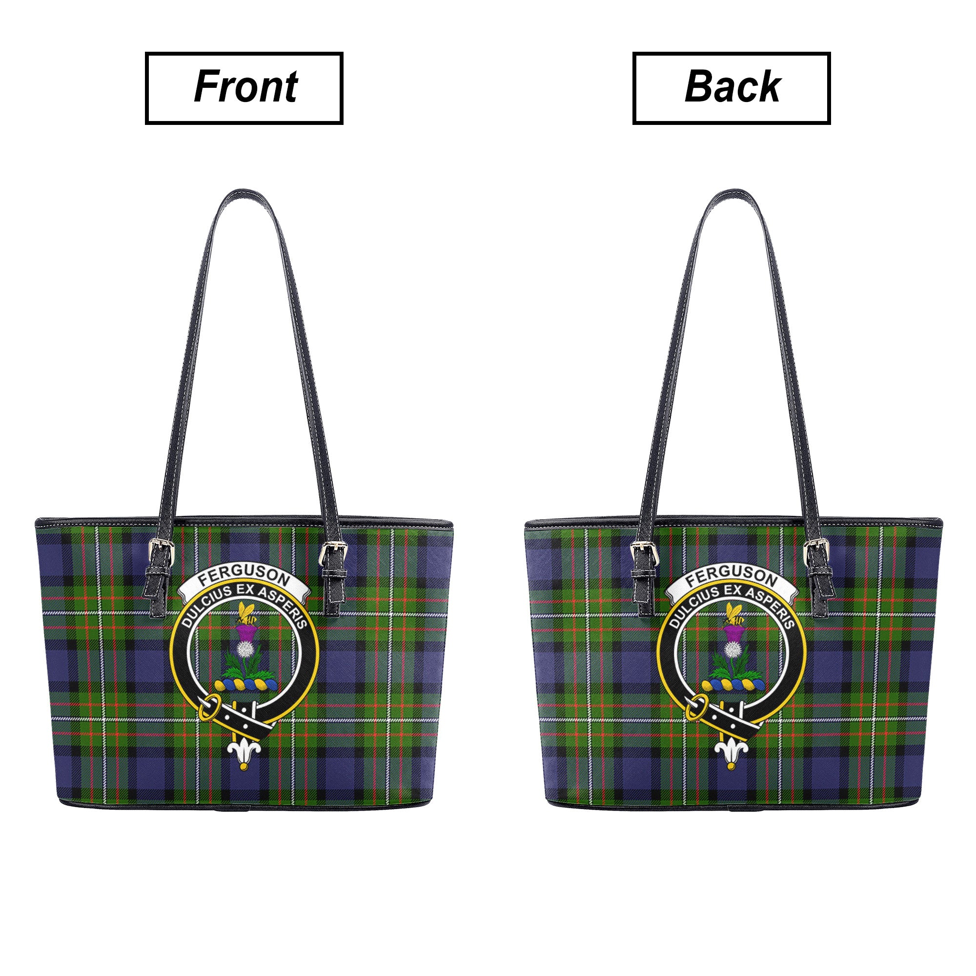 Ferguson Tartan Crest Leather Tote Bag