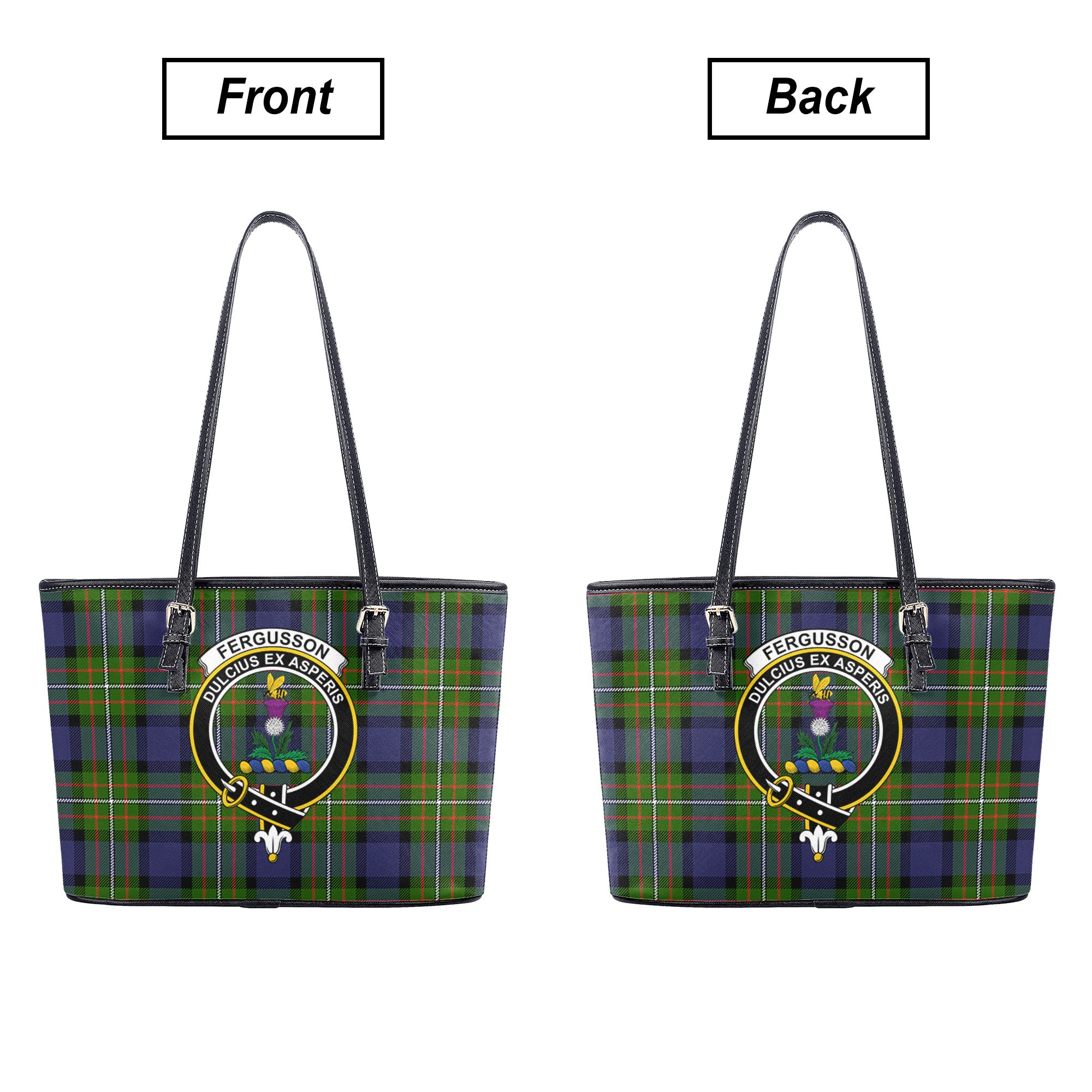 Fergusson Modern Tartan Crest Leather Tote Bag