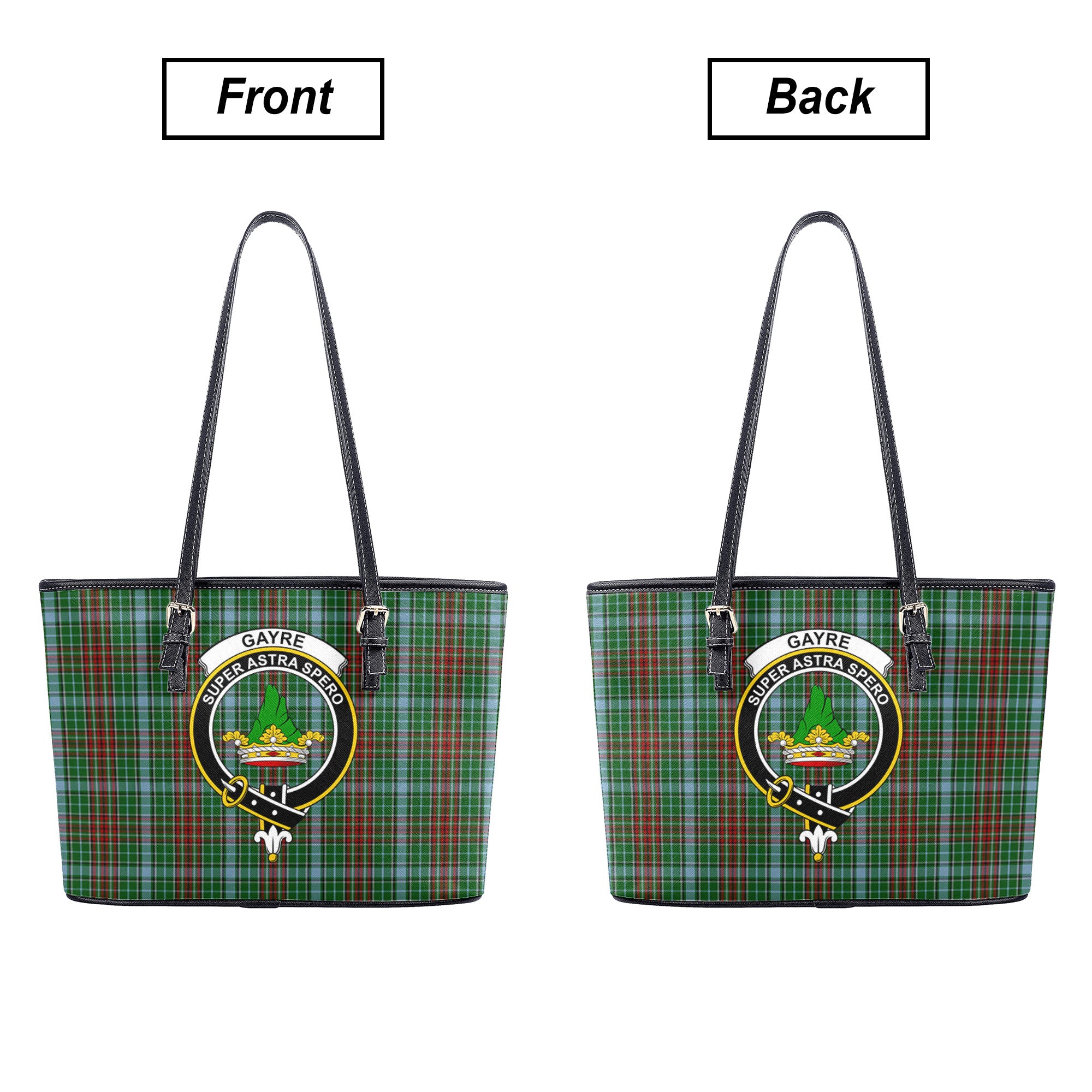 Gayre Tartan Crest Leather Tote Bag