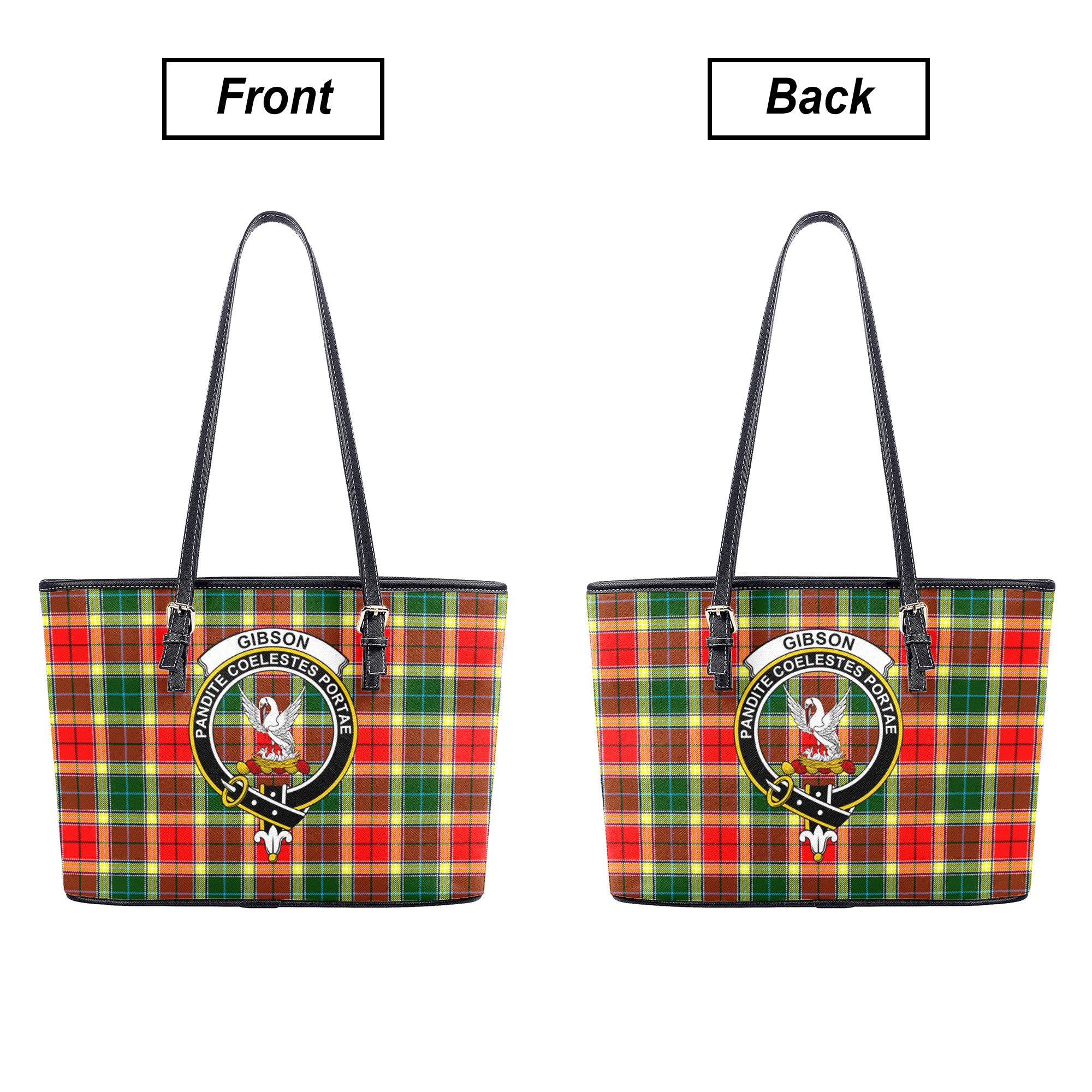 Gibson Tartan Crest Leather Tote Bag